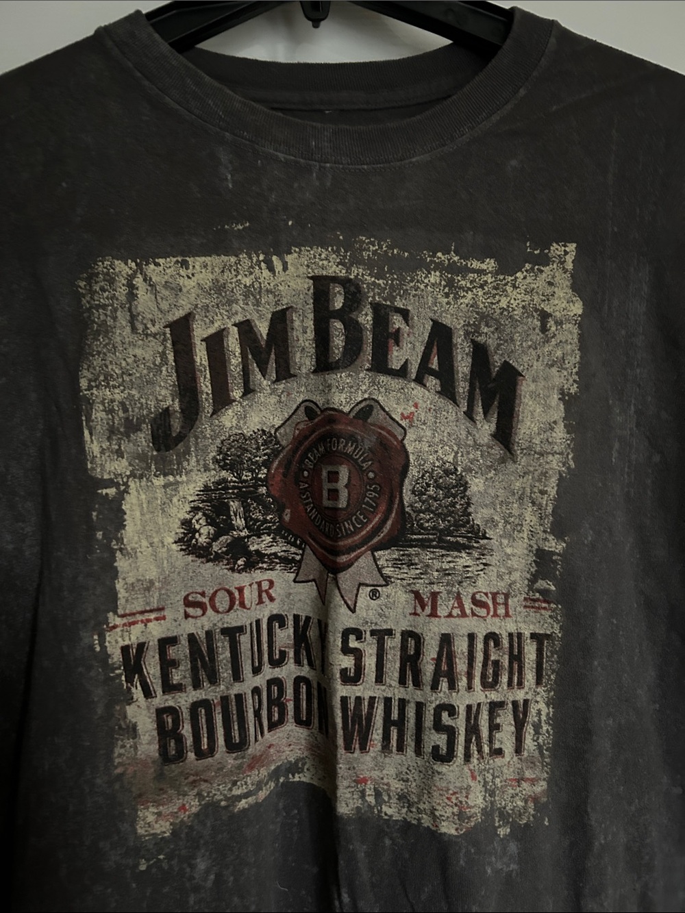 Jim Beam Outfitters Vintage-Style Graphic Tee in Charcoal and Cream